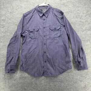 Straight Faded Shirt Mens M Purple Chambray Long Sleeve Button Up Regular Fit